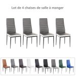 Lot de 4 chaises de salle  manger en similicuir gris avec bordure blanche 40x39x98 cm willonin