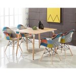 Lot de 4 chaises de salle  manger en tissu patchwork avec accoudoirs ? style eiffel vintage pieds en ...