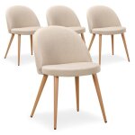 Lot de 4 chaises scandinaves - menzzo - maury beige - rembourr�e - pieds en m�tal - style scandinave ...