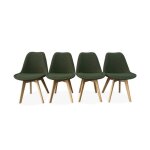 Lot de 4 chaises scandinaves nils rev�tement bouclette kaki. pieds bois de h�tre. chaise 1 place