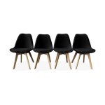 Lot de 4 chaises scandinaves nils revtement bouclette noire. pieds bois de htre. chaise 1 place
