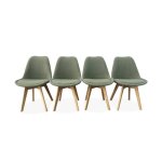 Lot de 4 chaises scandinaves nils revêtement bouclette vert céladon. pieds bois de hêtre. chaise 1 place ... Lot de 4 chaises scandinaves nils revêtement bouclette vert céladon. pieds bois de hêtre. chaise 1 place ...