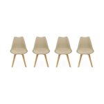Lot de 4 chaises scandinaves. pieds bois de htre. chaise 1 place. cappucinno