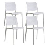 Lot de 4 chaises de terrasse blanches en plastique - oviala