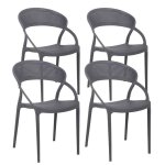 Lot de 4 chaises de terrasse grises - oviala
