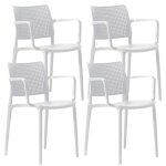 Lot de 4 chaises de terrasse en plastique blanc - oviala