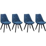 Lot de 4 chaises en velours nora bleues avec coussin