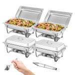 Lot de 4 chauffe - plats buffet - vevor - 4 bacs de 75l chauffant - 8 porte - combustible Lot de 4 chauffe - plats buffet - vevor - 4 bacs de 75l chauffant - 8 porte - combustible