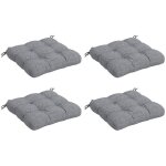 Lot de 4 coussins de chaise de jardin avec attaches gris