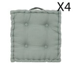 Lot de 4 coussins de sol carr� coussin dassise en coton coloris vert c�ladon - longueur 40 x profondeur ...