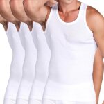 Lot de 4 dbardeur homme sans manche stretch coton couleur unie sport col rond - blanc