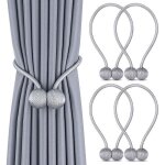 Embrasses de rideaux - siksog - lot de 4 - magn�tiques - tressage - gris