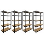 Lot de 4 �tag�res modulables charges lourdes noire - m�tal - 5 plateaux - 875 kg - 180 x 90 x 40cm - ...