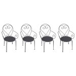 Lot de 4 fauteuils de jardin empilables en m�tal fa�on fer forg� - anthracite - guermantes de mylia