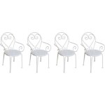 Lot de 4 fauteuils de jardin empilables en m�tal fa�on fer forg� - blanc - guermantes de mylia