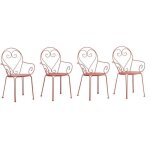 Lot de 4 fauteuils de jardin empilables en m�tal fa�on fer forg� - terracotta - guermantes de mylia