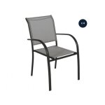 Lot de 4 fauteuils de jardin en texaline piazza galet / graphite