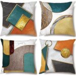 Housse de coussin impression g�om�trique - insfity - carr� - 45x45 cm - blanc - synth�tique - int�rieur ...