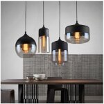 Suspension luminaire vintage e27 noir - petites ecrevisses - lot de 4 - verre et mtal - contemporain ...