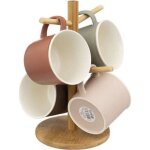 Lot de 4 mugs sur rack nature 38cl multicolore Lot de 4 mugs sur rack nature 38cl multicolore