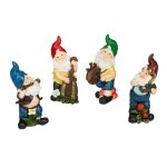 Relaxdays lot 4 nains de jardin musiciens rsistant aux intempries et gel figurine rsine artificielle ...