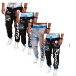Lot de 4 pantalon de jogging hommes sport de marque luxe de imprim et baggy vtement masculin