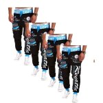 Lot de 4 pantalon de jogging hommes sport de marque luxe de imprim et baggy vtement masculin