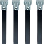 Lot de 4 pieds pour sommier en mtal coloris noir - hauteur 30 cm x 3 cm