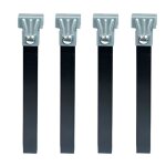 Lot de 4 pieds pour sommier en mtal coloris noir - hauteur 40 cm x 35 cm