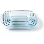 Lot de 4 plats  four - pyrex - verre - rectangulaire - 27 / 31 / 35 / 39 cm