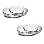 Lot de 4 plat  four plat  tarte moule de cuisson en verre forme ronde transparent - diamtre 32 - 26 ...