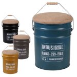 Lot de 4 poufs en forme de bidon en jute et métal loft & métal - multicolore - d 31 x h 40 cm Lot de 4 poufs en forme de bidon en jute et métal loft & métal - multicolore - d 31 x h 40 cm