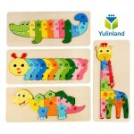 Lot de 4 puzzles en bois jouet montessori prscolaire multicolore avec cadre amliorent limagination ...