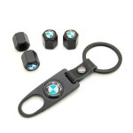 Lot de 4 remplacement bouchons de valve avec porte cl� pour bmw ?noir?
