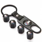Lot de 4 remplacement bouchons de valve avec porte cl� pour voiture bmw m noir