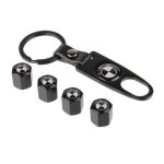 Lot de 4 remplacement bouchons de valve avec porte cl pour voiture bmw noir