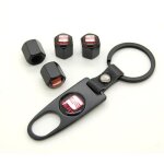 Lot de 4 remplacement bouchons de valve avec porte cl� pour voiture seat(noir)