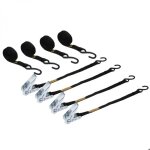 Lot de 4 sangles darrimage  cliquet et 2 crochets s - 25 mm x 5 m - noir - linxor
