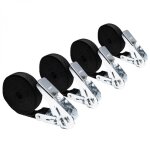 Lot de 4 sangles darrimage � cliquet - 25 mm x 5 m - noir - linxor