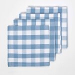 Lot de 4 serviettes de table � carreaux bleu