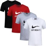 Lot de 4 t shirt homme coton col arrondi leoclotho - tee shirt homme imprim� manches courtes