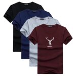 Lot de 4 t - shirt homme ete manches courtes col rond casual tee shirt imprimé coupe droite - noir / ... Lot de 4 t - shirt homme ete manches courtes col rond casual tee shirt imprimé coupe droite - noir / ...