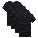 Lot de 4 t - shirt homme manches courtes col rond tee shirt coupe droite couleur unie - noir