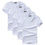 Lot de 4 t - shirt homme manches courtes col v t casual tee shirt top coupe droite respirant - blanc ...