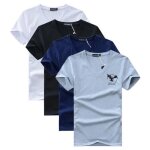Lot de 4 t - shirt homme manches courtes col v tee shirt ete imprim grande taille - blanc / noir / bleu ...