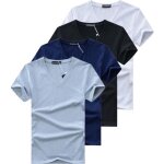 Lot de 4 t - shirt manches courtes homme col v tee shirt dt couleur unie