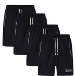 Lot de 4 short homme - luxe beach - bermuda - coupe baggy - noir - 100% polyester qq001b8