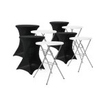 Lot de 4 tables de r�ception pliantes acier avec housse de protection housse en polyester noit gala