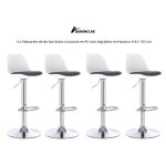 Lot de 4 tabourets de bar blancs en pu noir réglables en hauteur h 83 - 103 cm - quiienclee Lot de 4 tabourets de bar blancs en pu noir réglables en hauteur h 83 - 103 cm - quiienclee