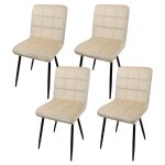 Lot de 4 tabourets de bar et chaises de salle � manger huole en velours beige et pieds en fer - 43 x ...